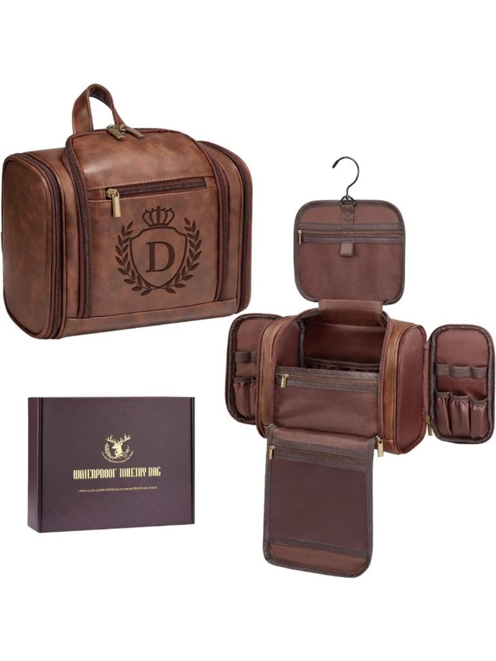 Custom Leather Toiletry Bag for Men | Personalized Travel Dopp Kit | Unique